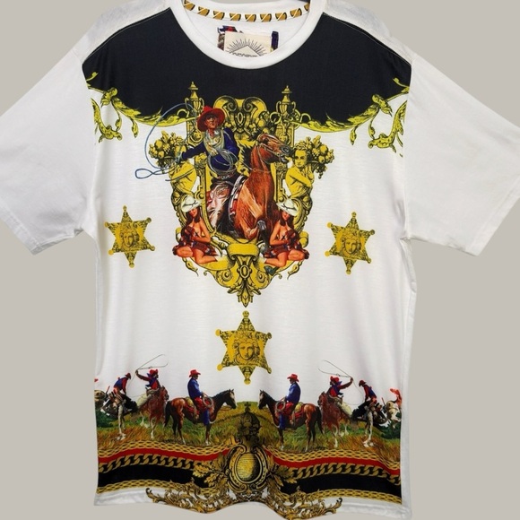 Decibel Other - 90s Decibel Cyber Cowboy Shirt XL Oversized Medusa Star Western Streetwear NWT